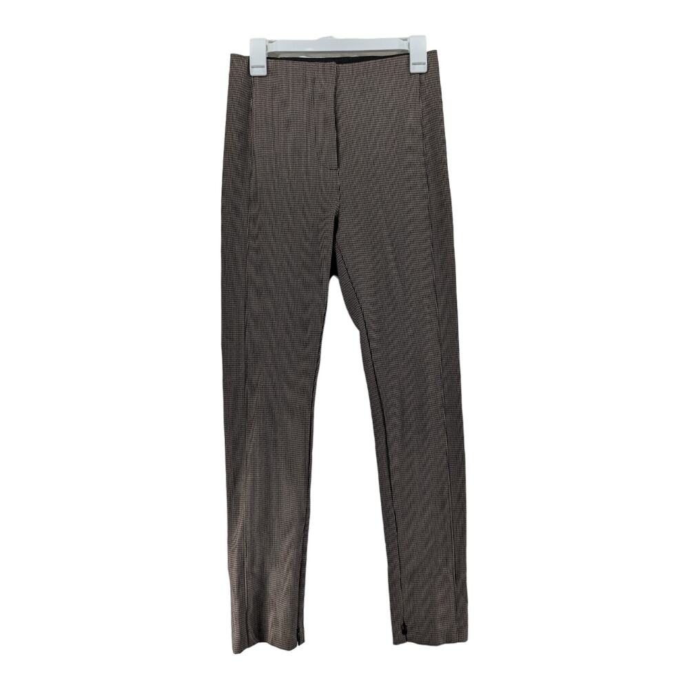 Ann Taylor Houndstooth Dress Pants‎ 2 Black Brown Ankle Slit High Rise Trousers